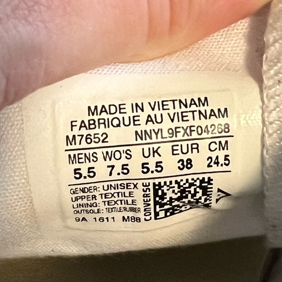 Converse Chucks All Stars Low White M7652 38 Women’s 7.5 Men’s 5.5 - Picture 7 of 7